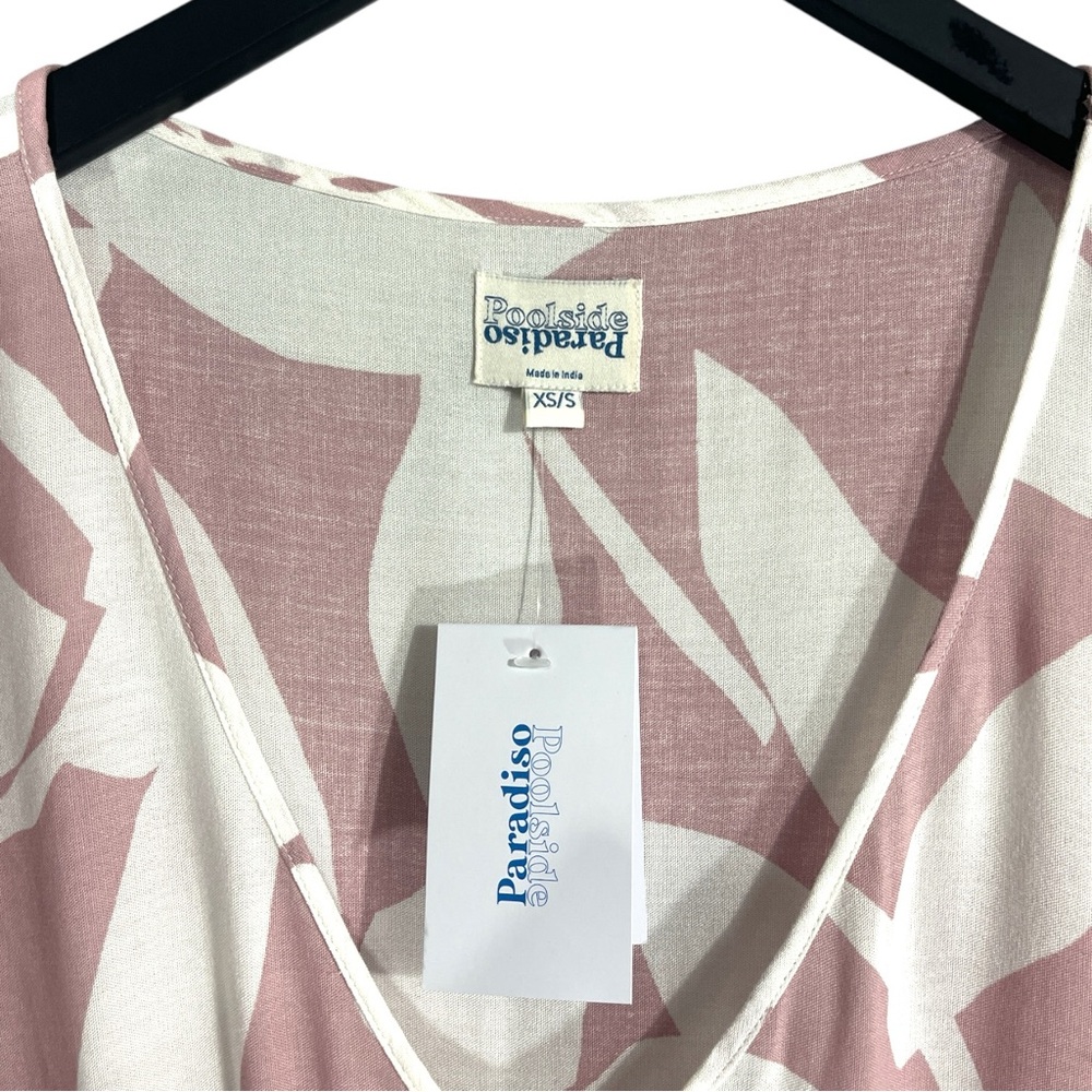 NWT POOLSIDE PARADISO Islander Coverup Dress Tassel Floral Mauve Pink Size XS/S - Picture 5 of 7